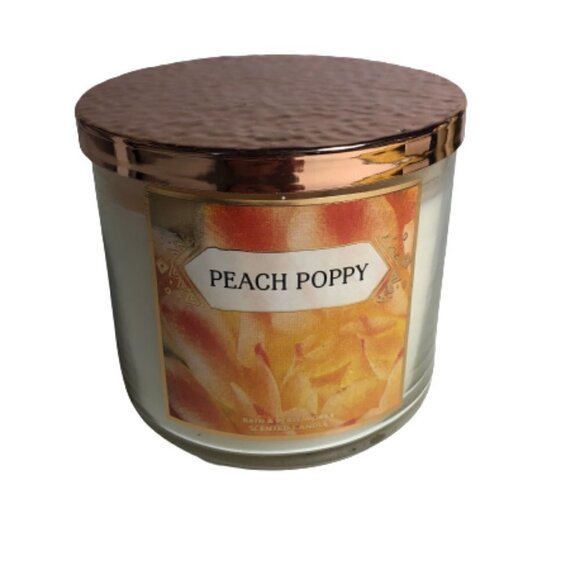 Bath and body works Peach Poppy candle 14.5 oz 3-Wick 80-4 - Picture 1 of 3